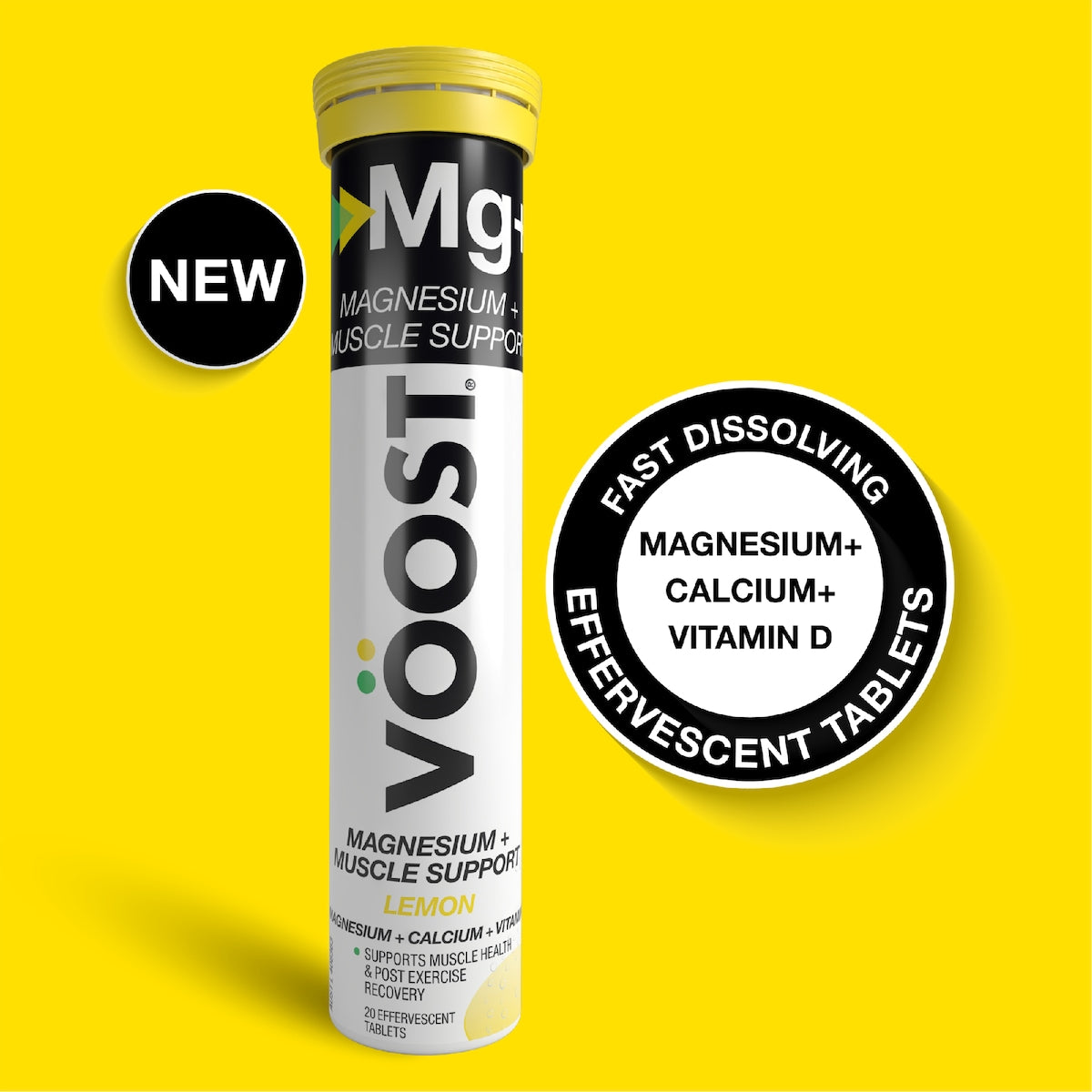 Voost Magnesium & Muscle Support Effervescent Tablets Lemon 20 Pack