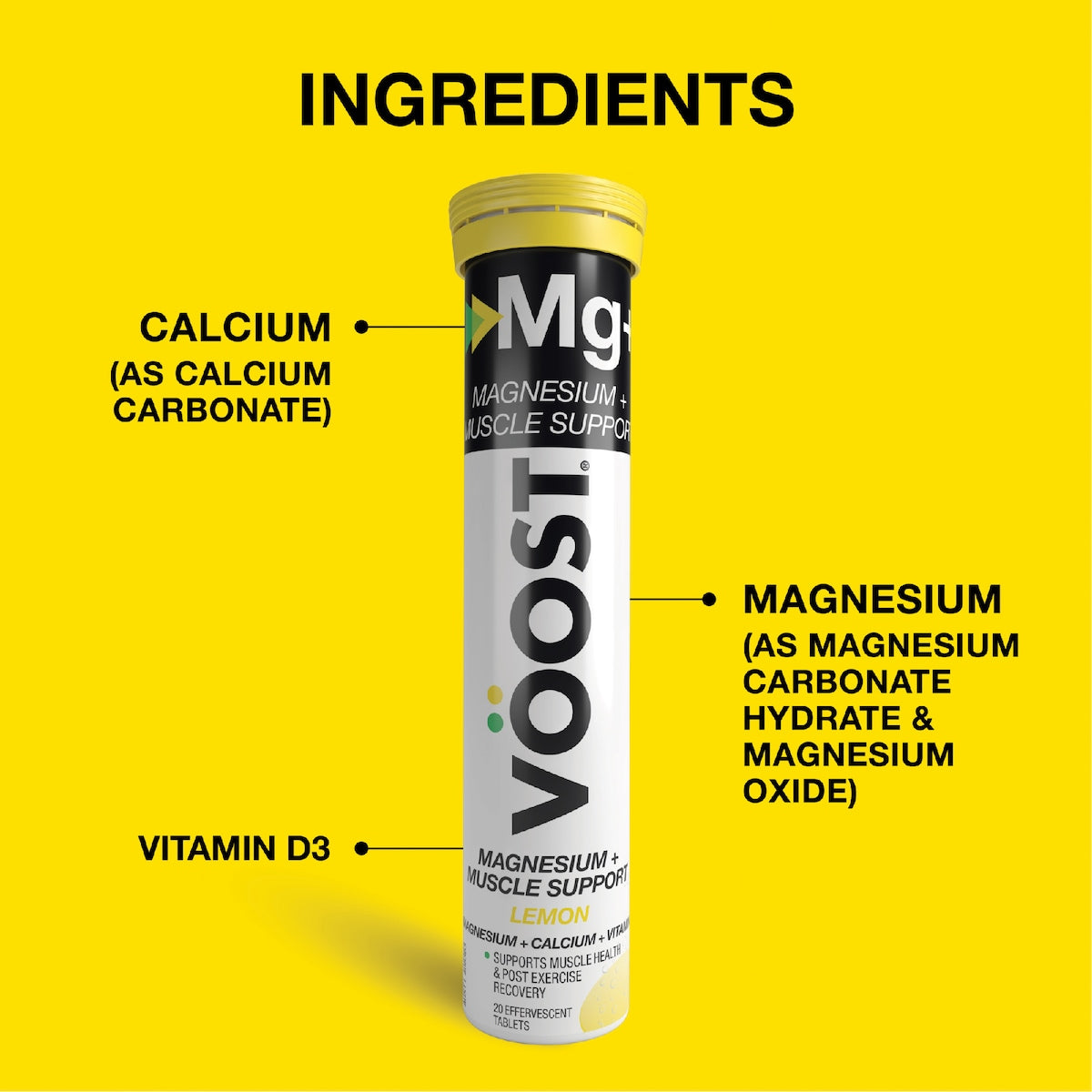 Voost Magnesium & Muscle Support Effervescent Tablets Lemon 20 Pack