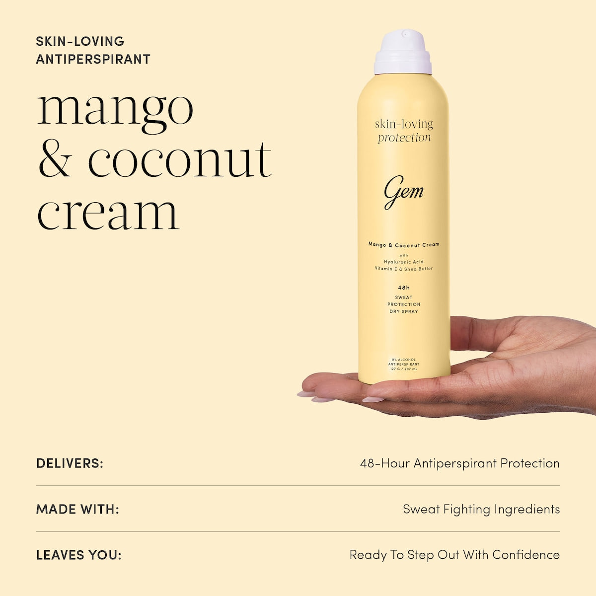Gem Deodorant Antiperspirant Mango & Coconut Cream 207ml