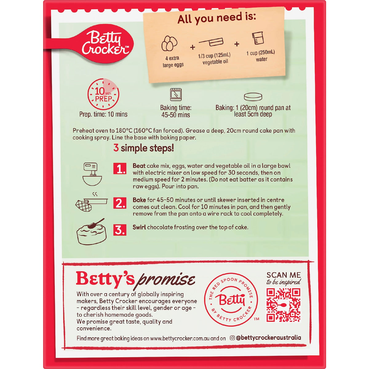 Betty Crocker Bake Smart Gluten Free Devils Food Cake Mix 540g