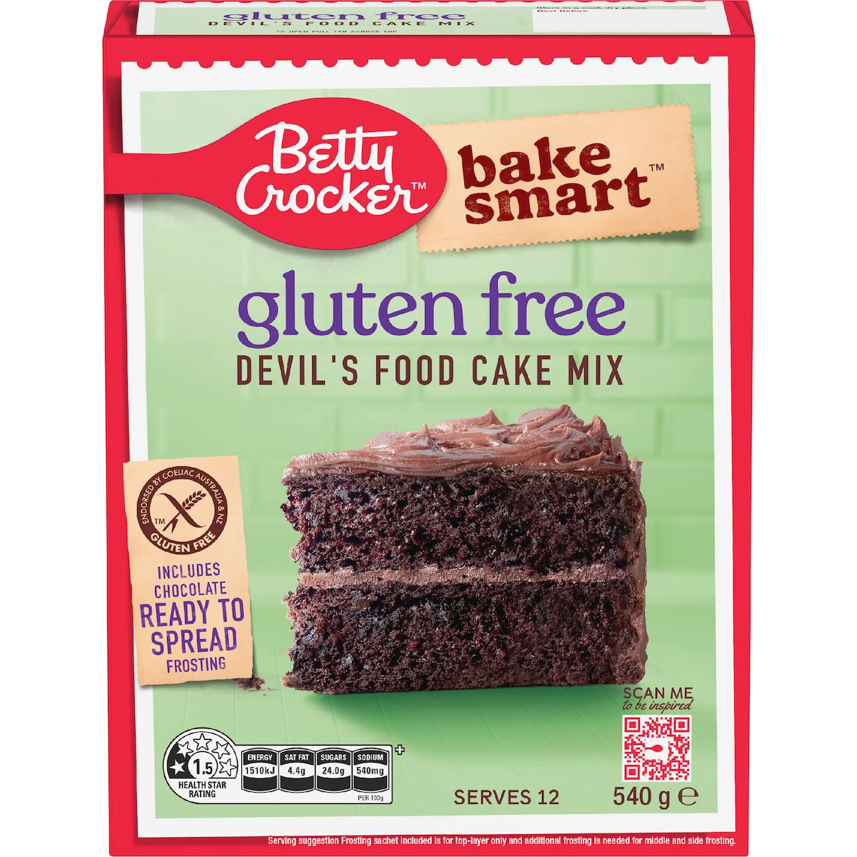 Betty Crocker Bake Smart Gluten Free Devils Food Cake Mix 540g