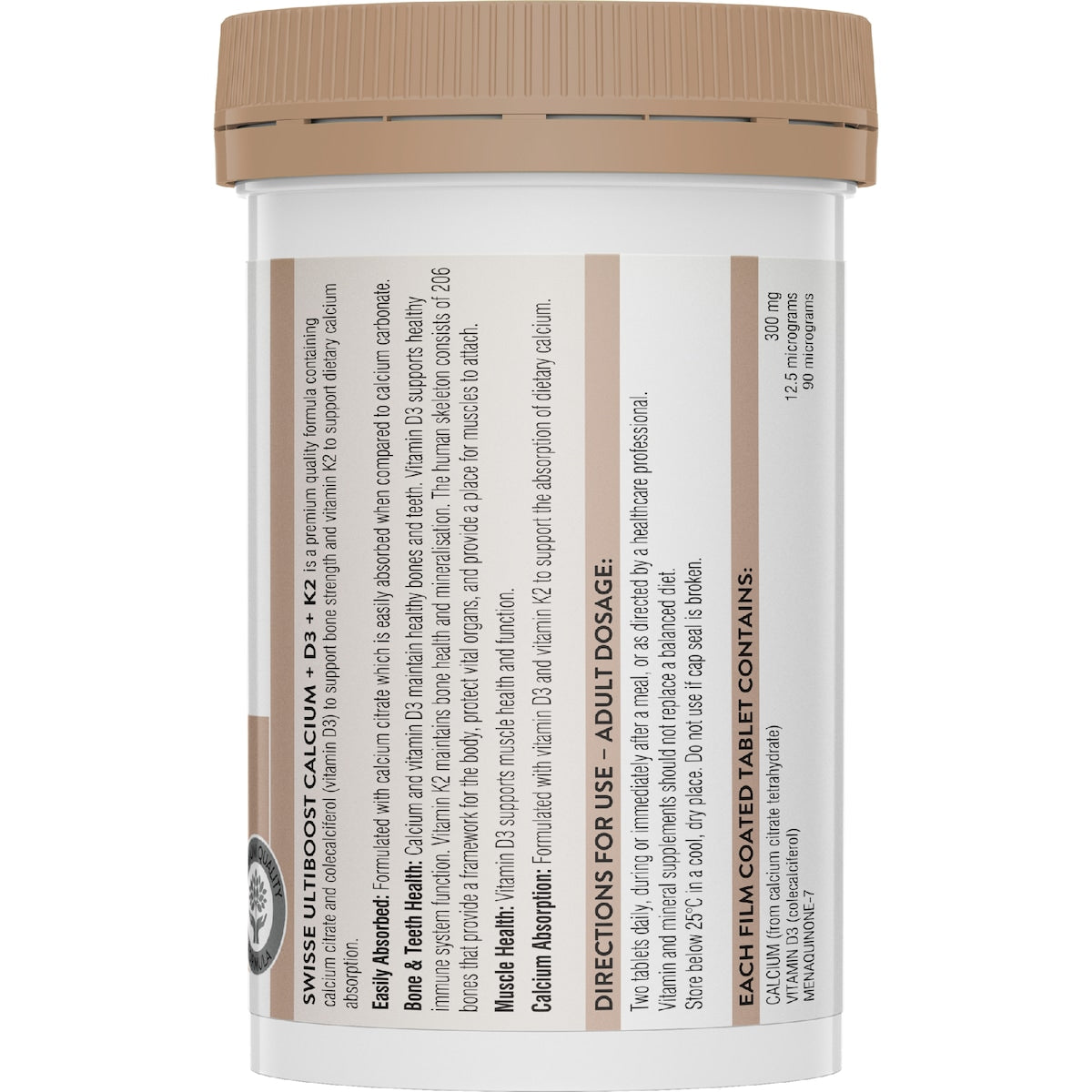 Swisse Ultiboost Calcium + D3 + K2 Tablets 60 Pack
