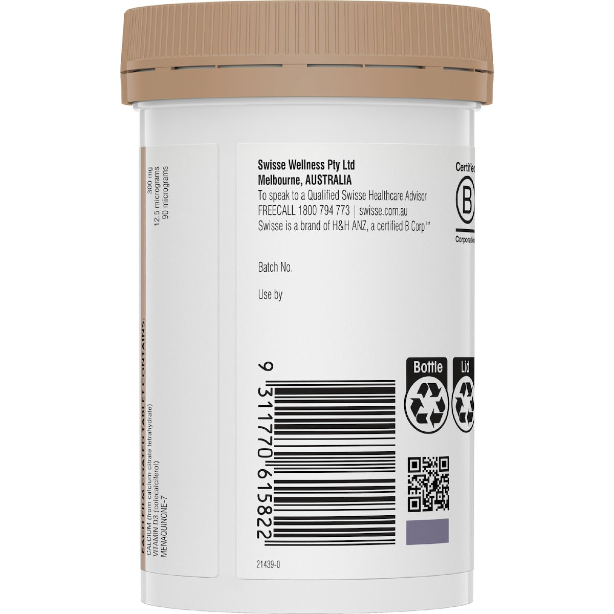 Swisse Ultiboost Calcium + D3 + K2 Tablets 60 Pack