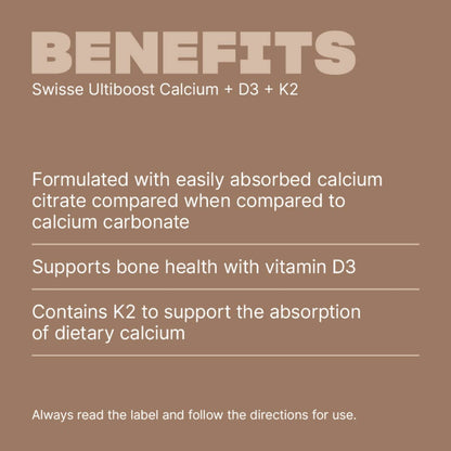 Swisse Ultiboost Calcium + D3 + K2 Tablets 60 Pack