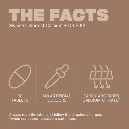 Swisse Ultiboost Calcium + D3 + K2 Tablets 60 Pack