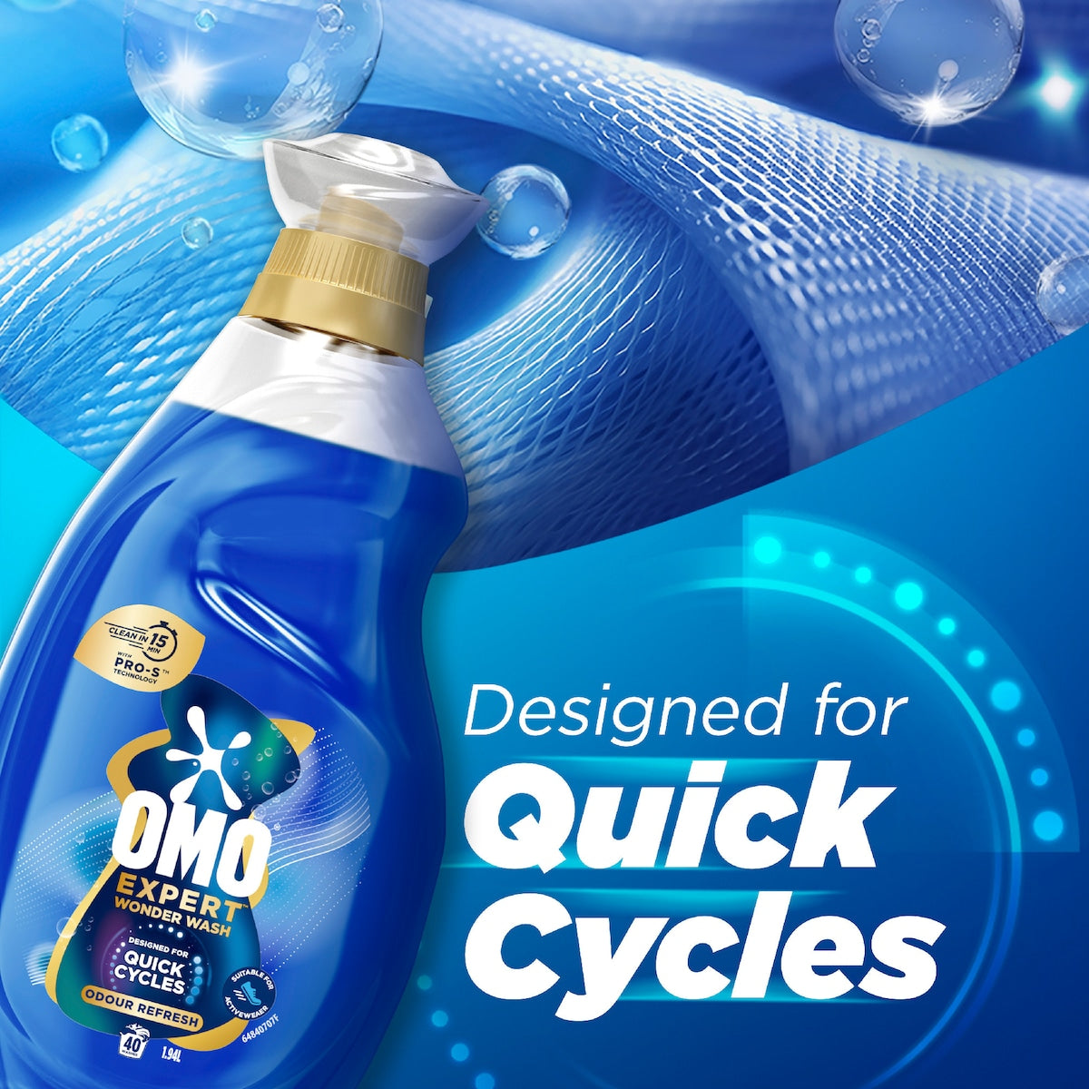 Omo Expert Wonder Wash Laundry Liquid Detergent Odour Refresh 1.94l