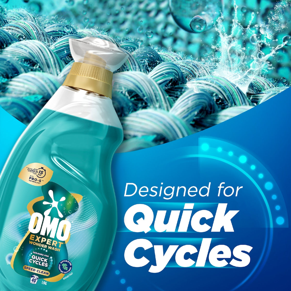 Omo Expert Wonder Wash Laundry Liquid Detergent Speed Clean 1.94l