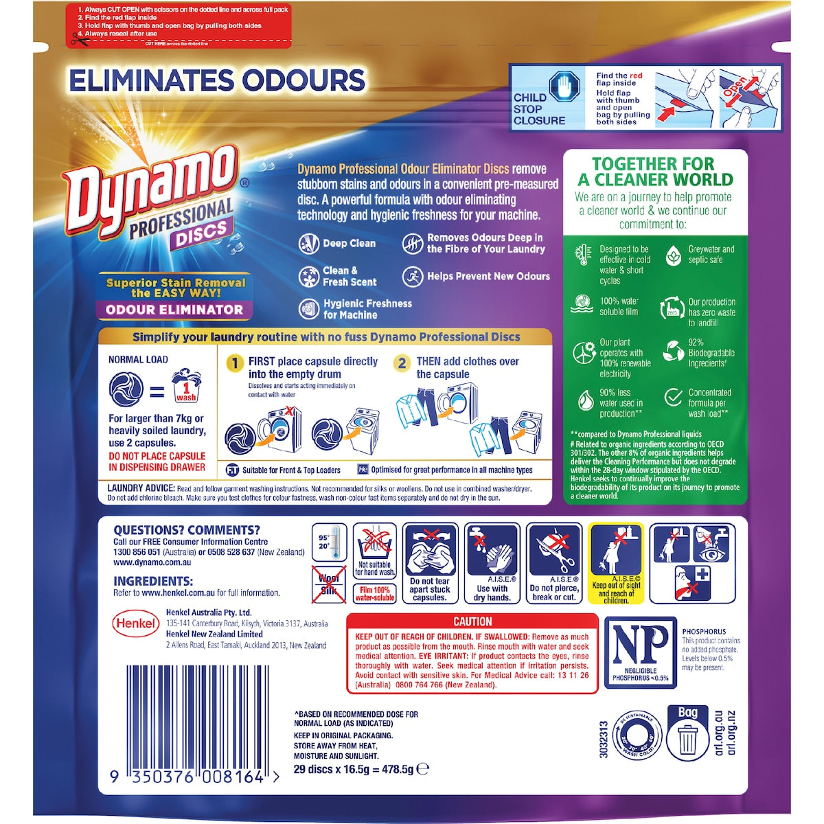 Dynamo Professional Laundry Capsules Odour Eliminator 29 Pack