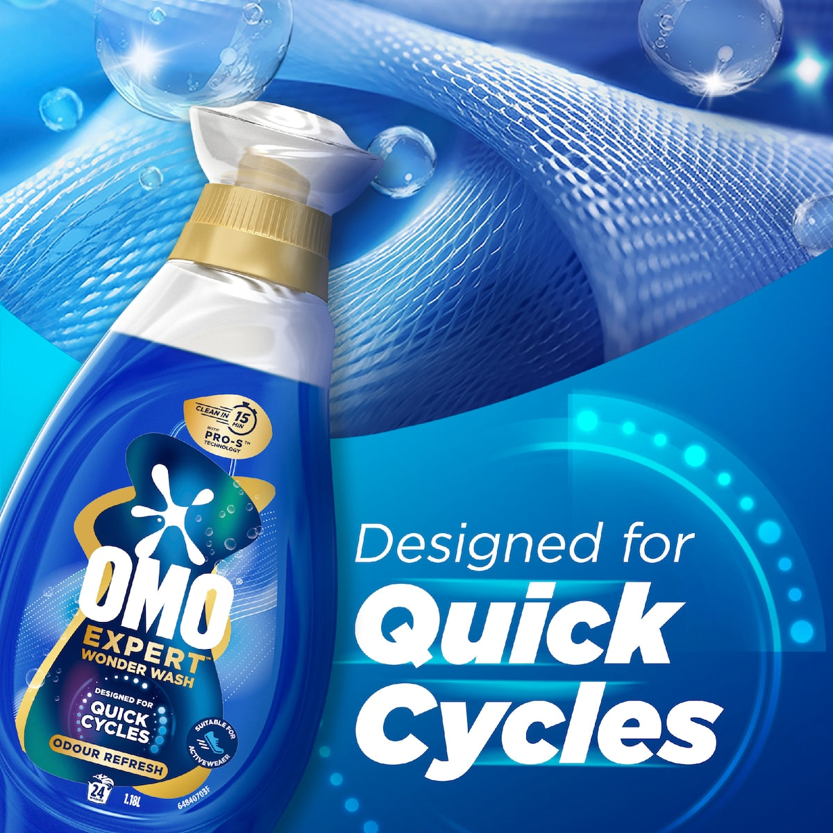Omo Expert Wonder Wash Laundry Liquid Detergent Odour Refresh 1.18l