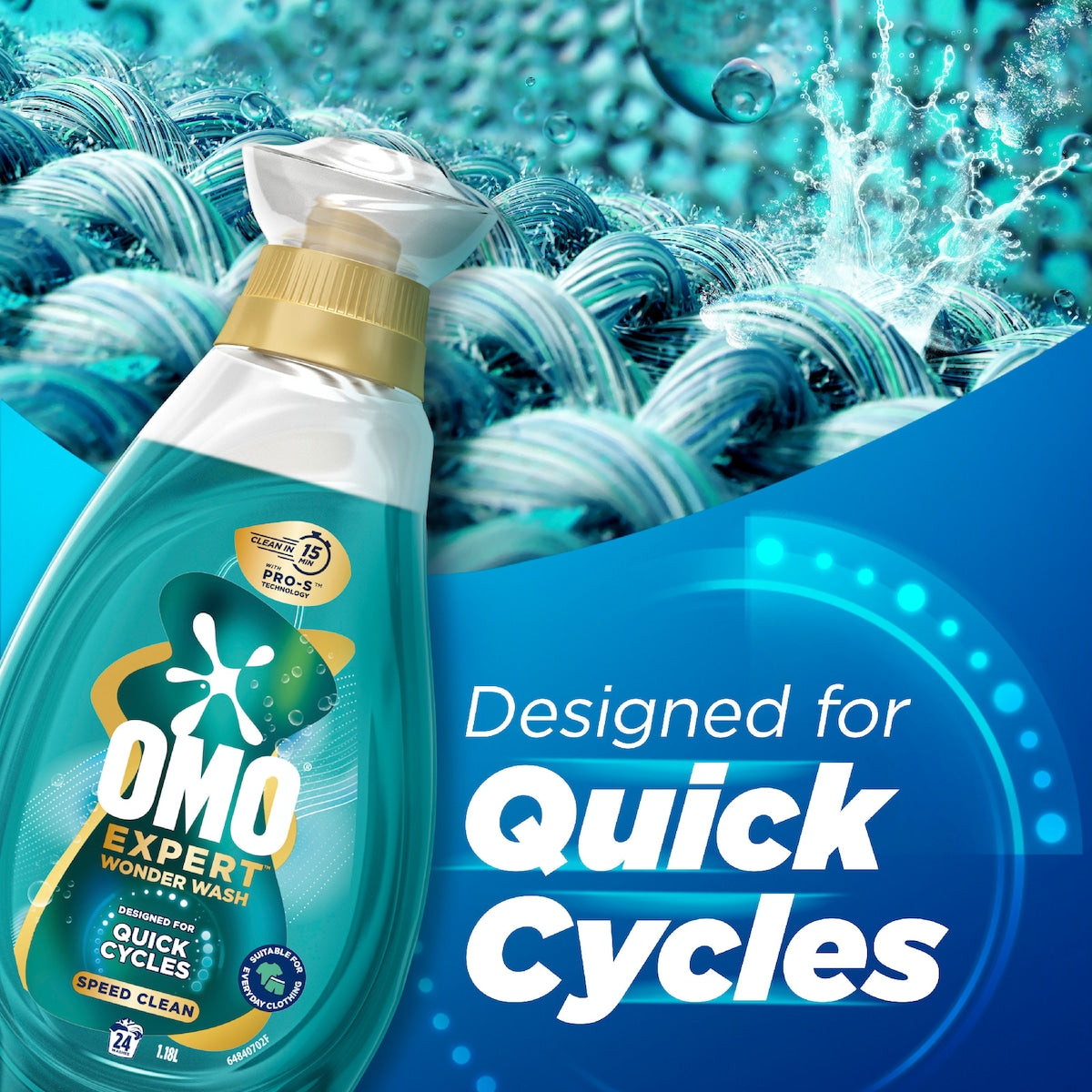 Omo Expert Wonder Wash Laundry Liquid Detergent Speed Clean 1.18l