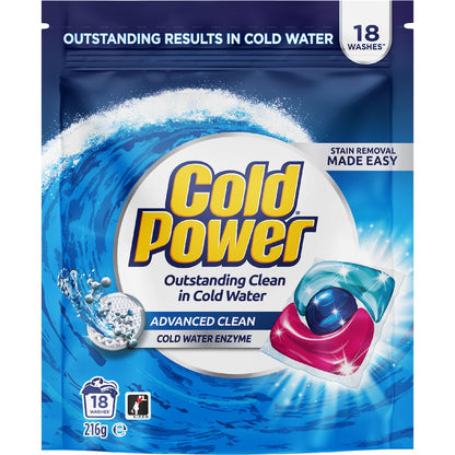 Cold Power Laundry Capsules Advanced Clean 18 Pack
