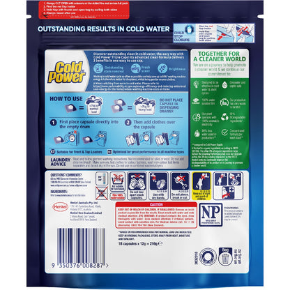 Cold Power Laundry Capsules Advanced Clean 18 Pack