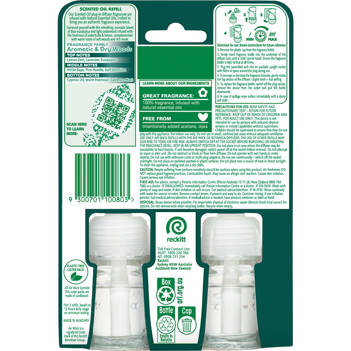 Air Wick 2x Essential Oil Eucalyptus & Cedarwood Plug In Refill 19ml X 2 Pack