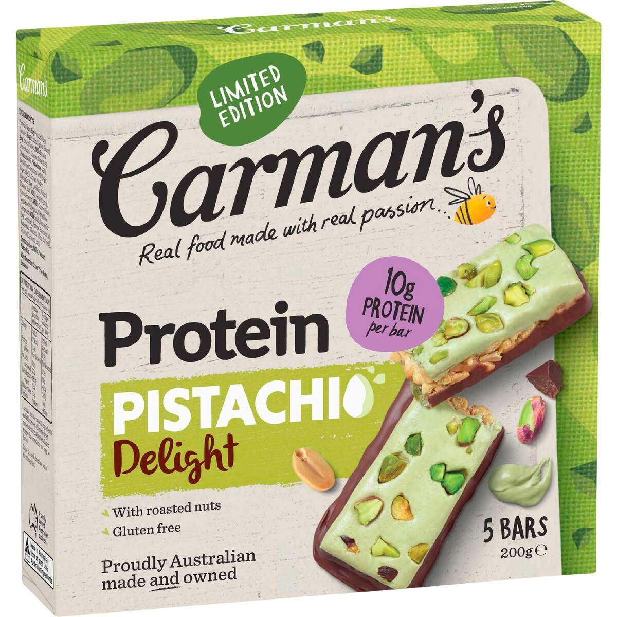 Carman's Protein Pistachio Delight Bars 5 Pack