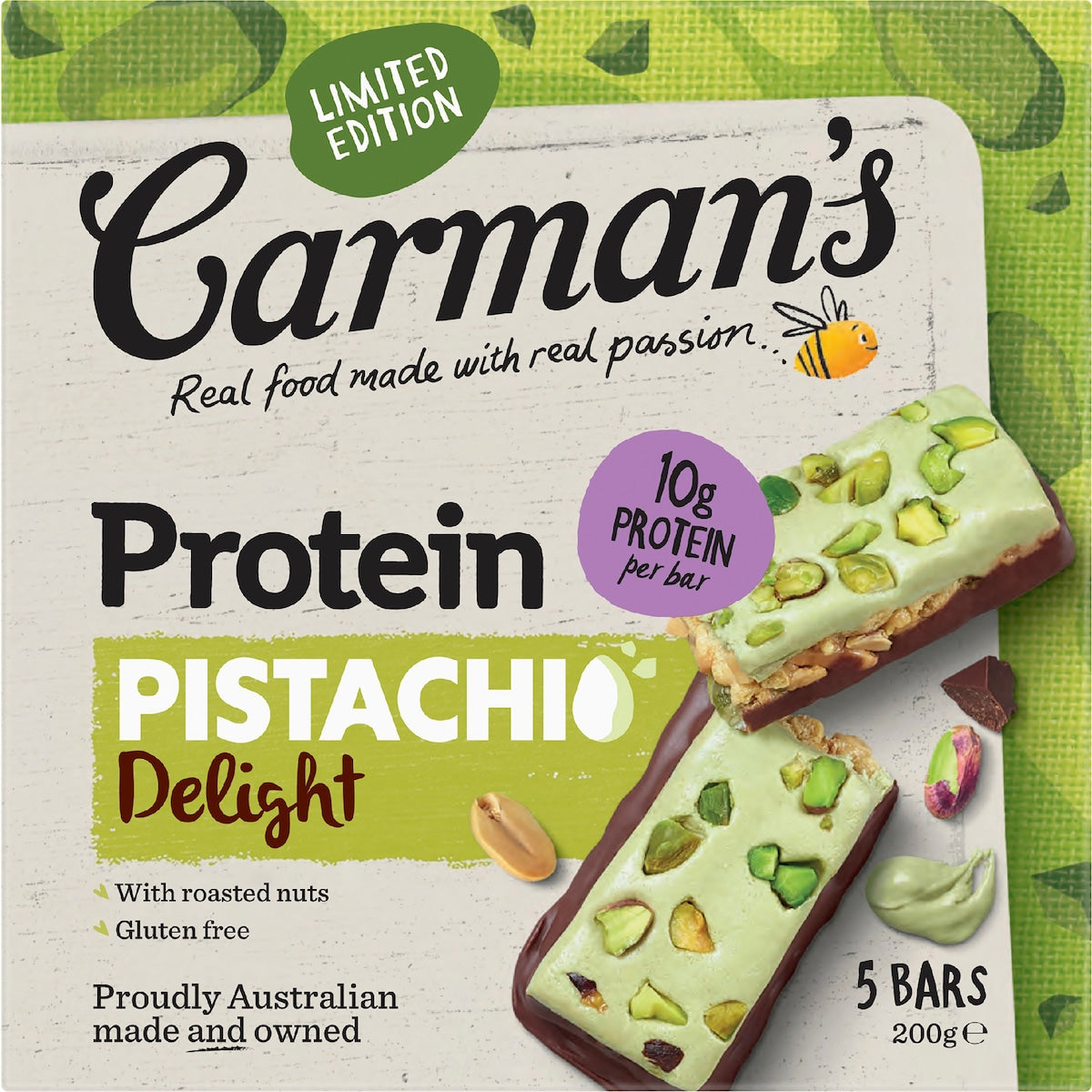 Carmans Protein Pistachio Delight Bars 5 Pack