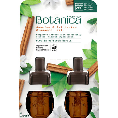 Botanica Jasmine & Sri Lankan Cinnamon Leaf Plug In Diffuser Refill 22ml X 2 Pack