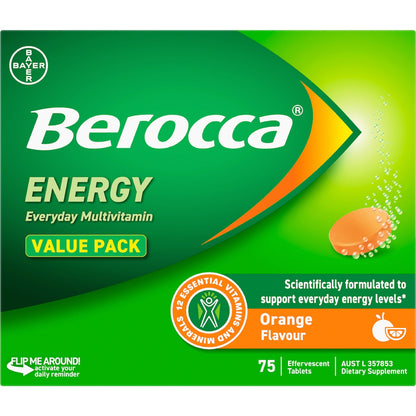Berocca Orange Energy Effervescent Tablets 75 Pack