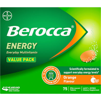 Berocca Orange Energy Effervescent Tablets 75 Pack