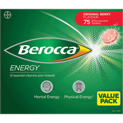 Berocca Berry Energy Effervescent Tablets 75 Pack