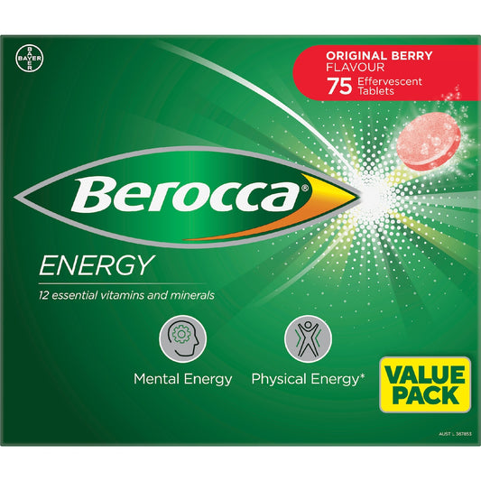 Berocca Berry Energy Effervescent Tablets 75 Pack