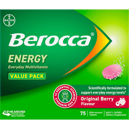 Berocca Berry Energy Effervescent Tablets 75 Pack