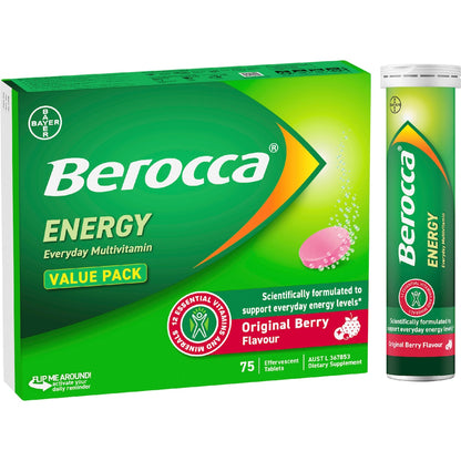 Berocca Berry Energy Effervescent Tablets 75 Pack