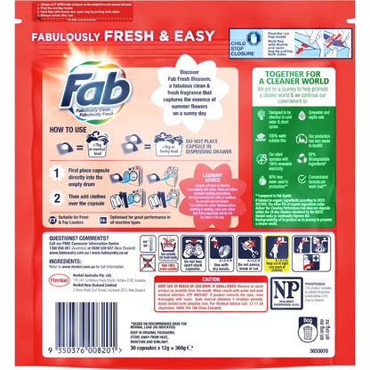 Fab Laundry Capsules Fresh Blossom 30 Pack