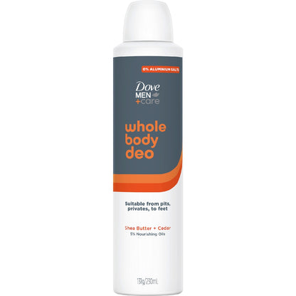 Dove Men+care Whole Body Deodorant Aerosol Shea Butter Cedar 230ml