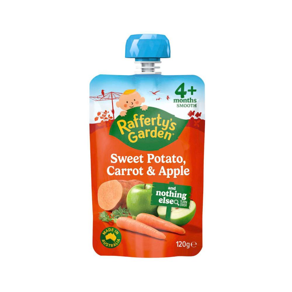 Rafferty's Garden Sweet Potato Carrot & Apple And Nothing Else Baby Food Puree Pouch 4+ Months - 120g