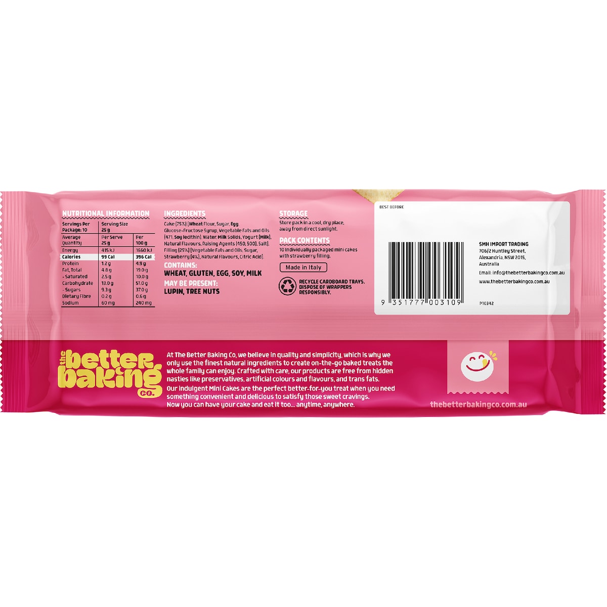 The Better Baking Co. Mini Cakes Strawberry 10 Pack