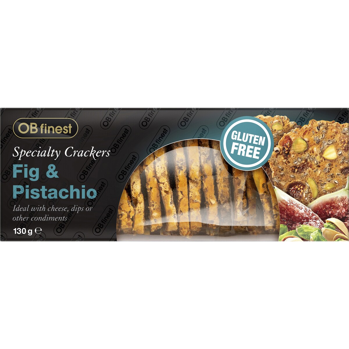 OB Finest Gluten Free Speciality Crackers Fig & Pistachio 130g