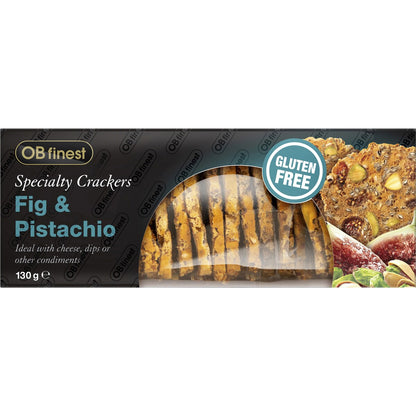 OB Finest Gluten Free Speciality Crackers Fig & Pistachio 130g