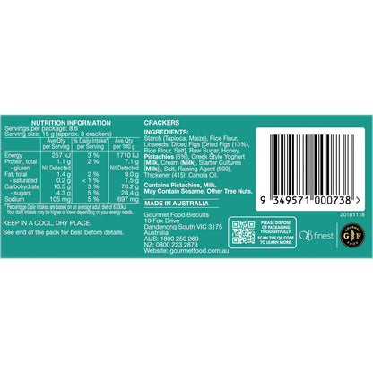 OB Finest Gluten Free Speciality Crackers Fig & Pistachio 130g