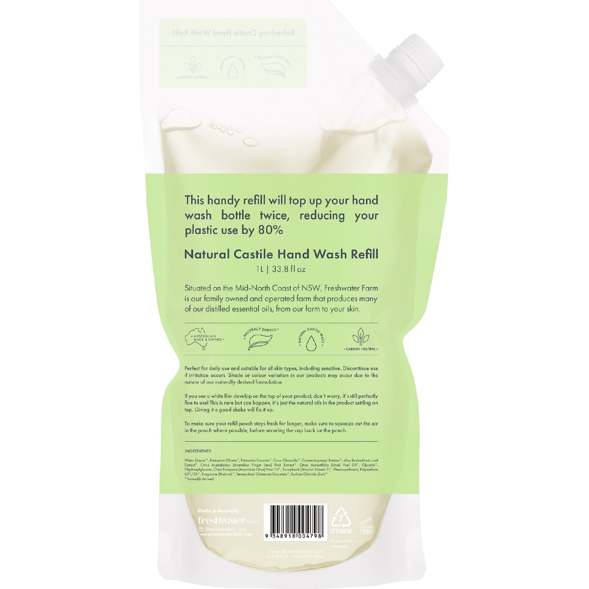Freshwater Farm Australia Hand Wash Refill Aloe & Finger Lime 1l