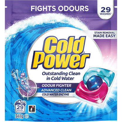 Cold Power Laundry Capsules Odour Fighter 29 Pack