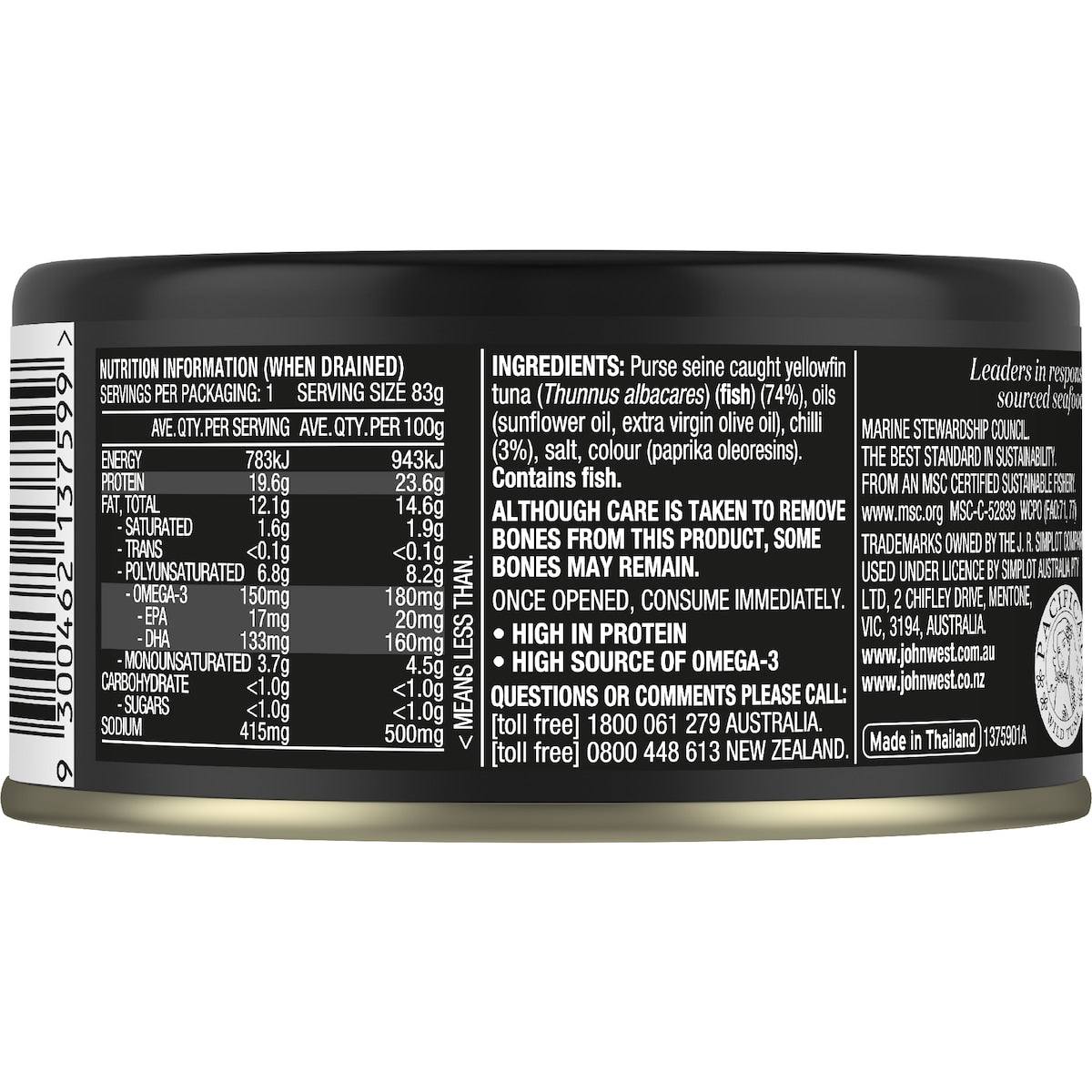 John West Yellowfin Tuna Chilli In Oil 90g