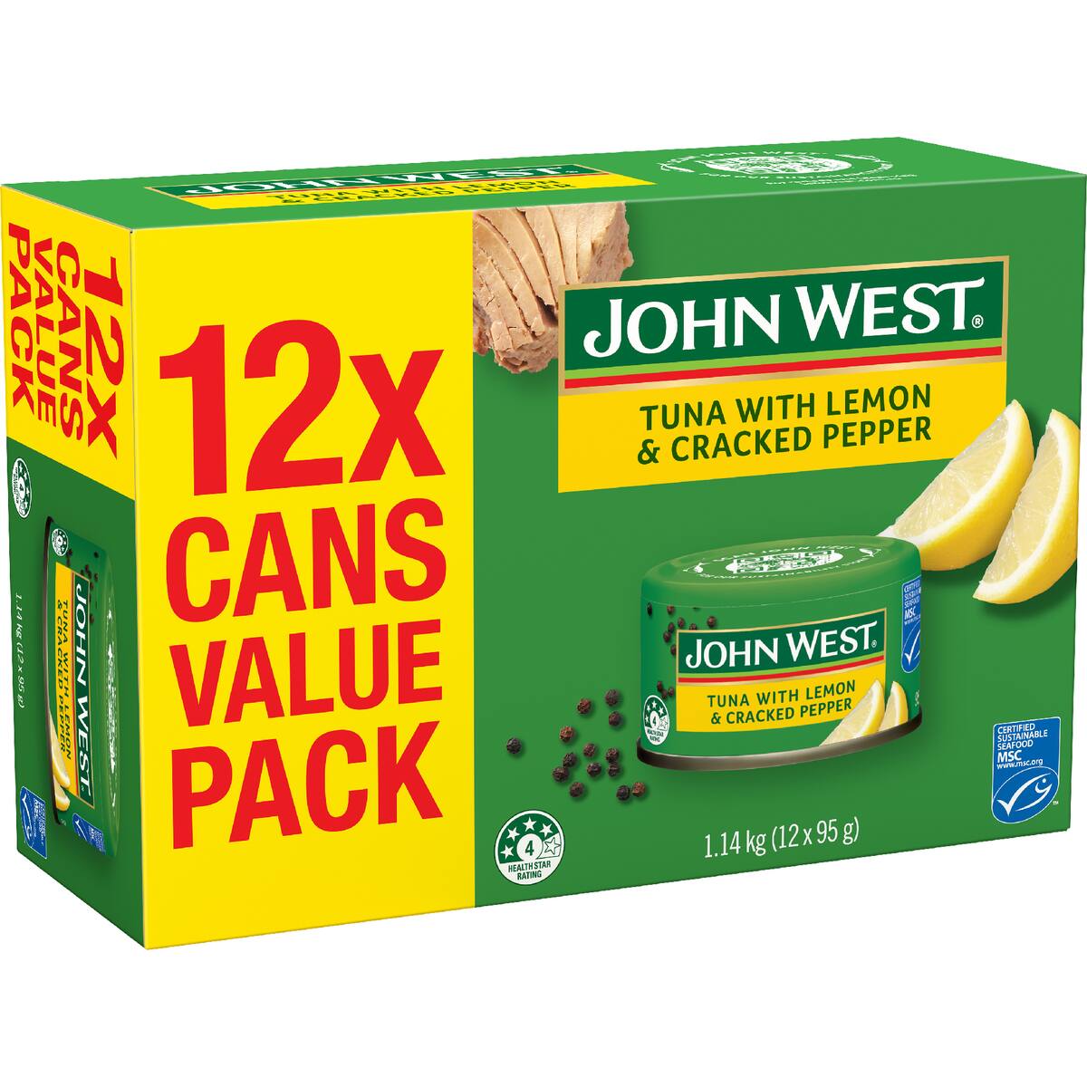 John West Tuna With Lemon & Cracked Pepper Value 95g X 12 Pack