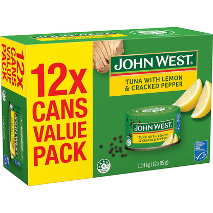 John West Tuna With Lemon & Cracked Pepper Value 95g X 12 Pack