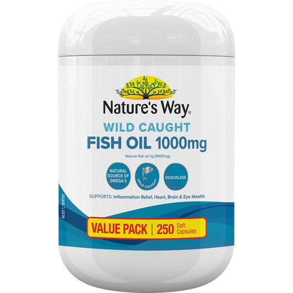 Natures Way Wild Caught Fish Oil 1000mg Soft Capsules 250 Pack