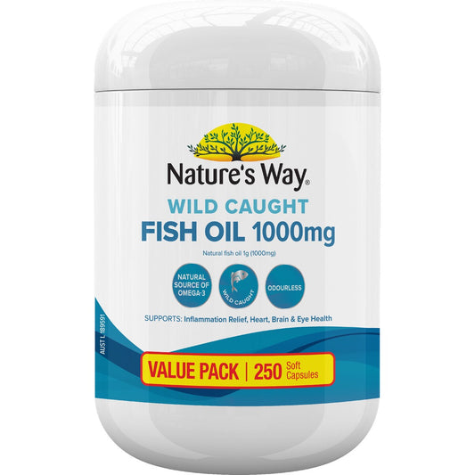 Natures Way Wild Caught Fish Oil 1000mg Soft Capsules 250 Pack
