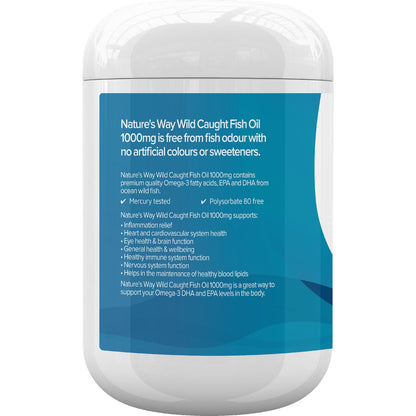 Natures Way Wild Caught Fish Oil 1000mg Soft Capsules 250 Pack