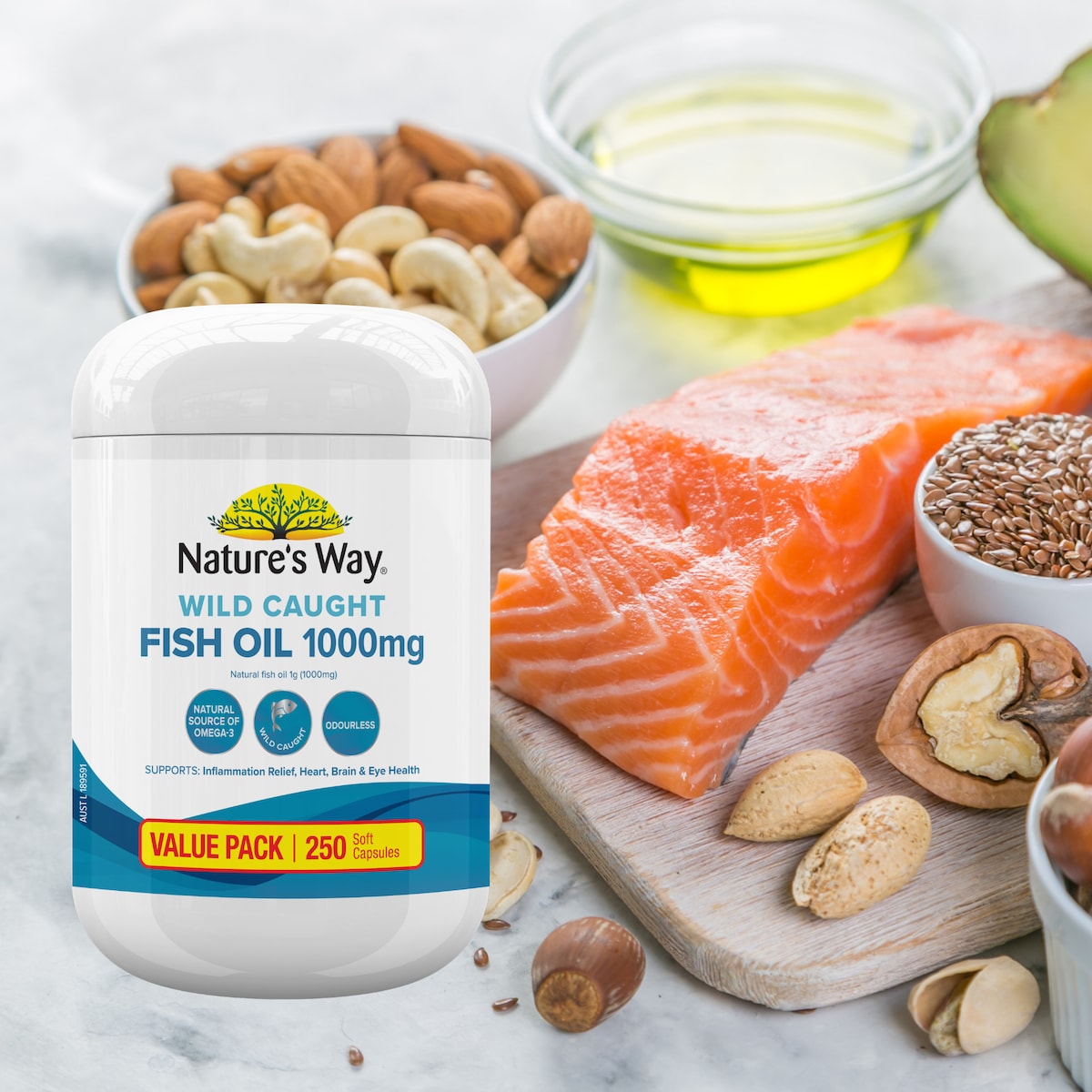 Natures Way Wild Caught Fish Oil 1000mg Soft Capsules 250 Pack