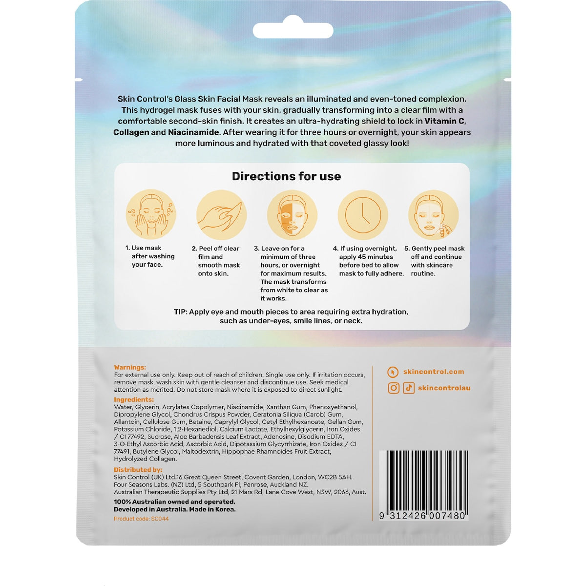 Skin Control Glass Skin Facial Mask Vitamin C Each