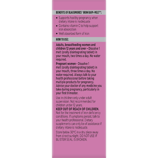Blackmores Iron Rapi Melt Tablets 60 Pack