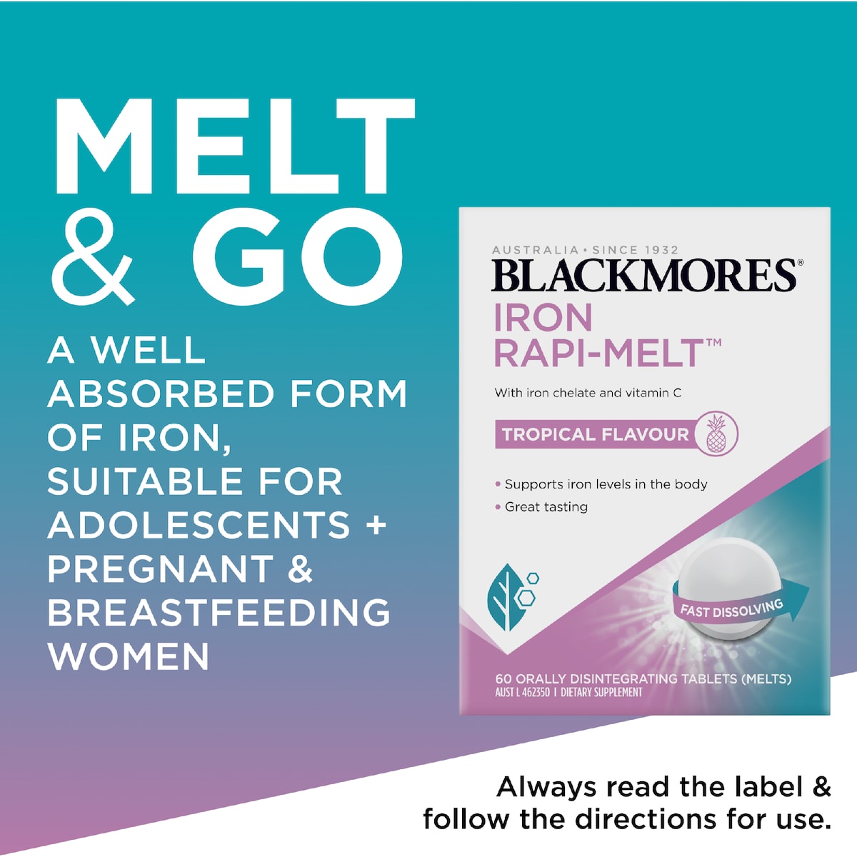 Blackmores Iron Rapi Melt Tablets 60 Pack