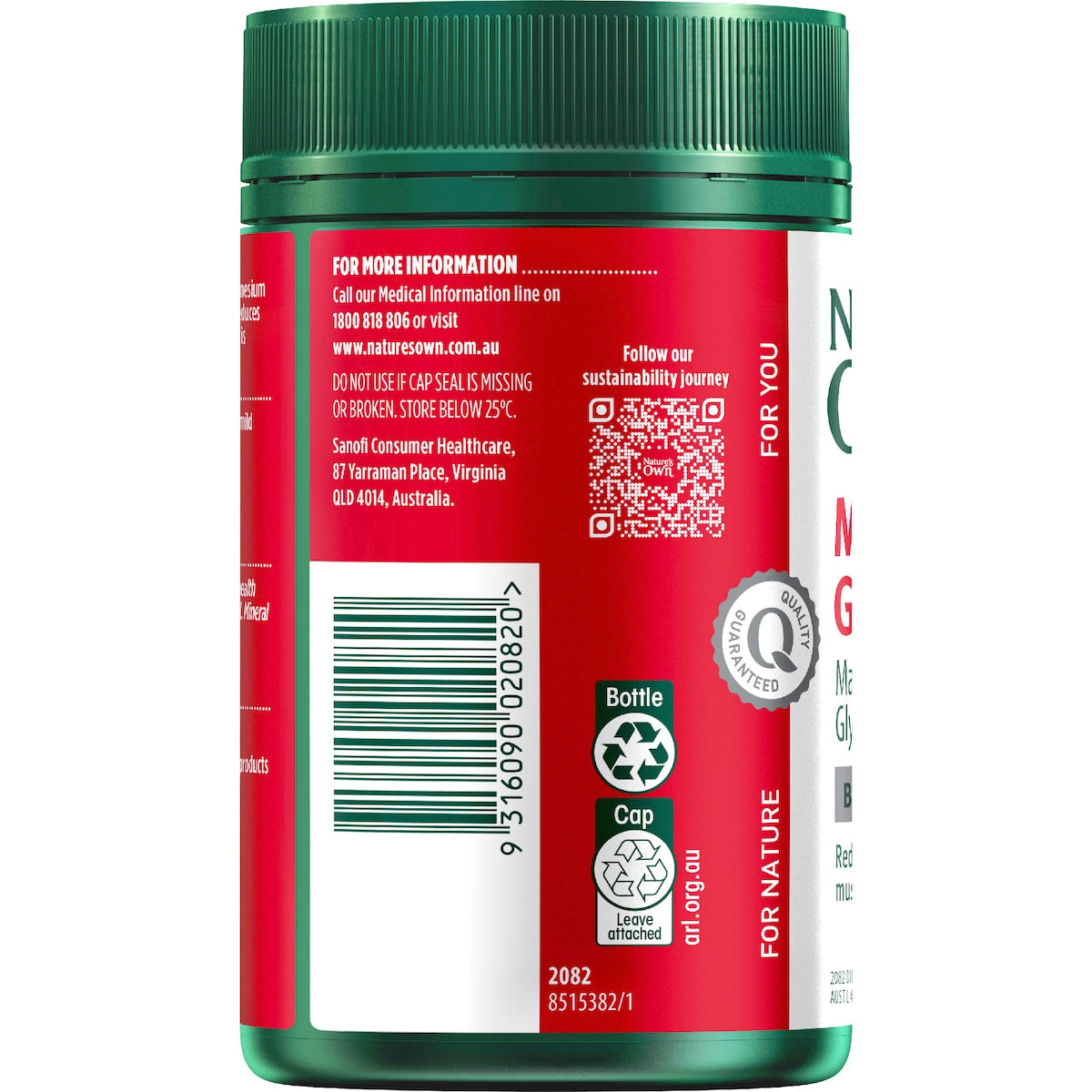 Natures Own Magnesium Glycinate 1150mg Tablets For Muscle Health 200 Pack