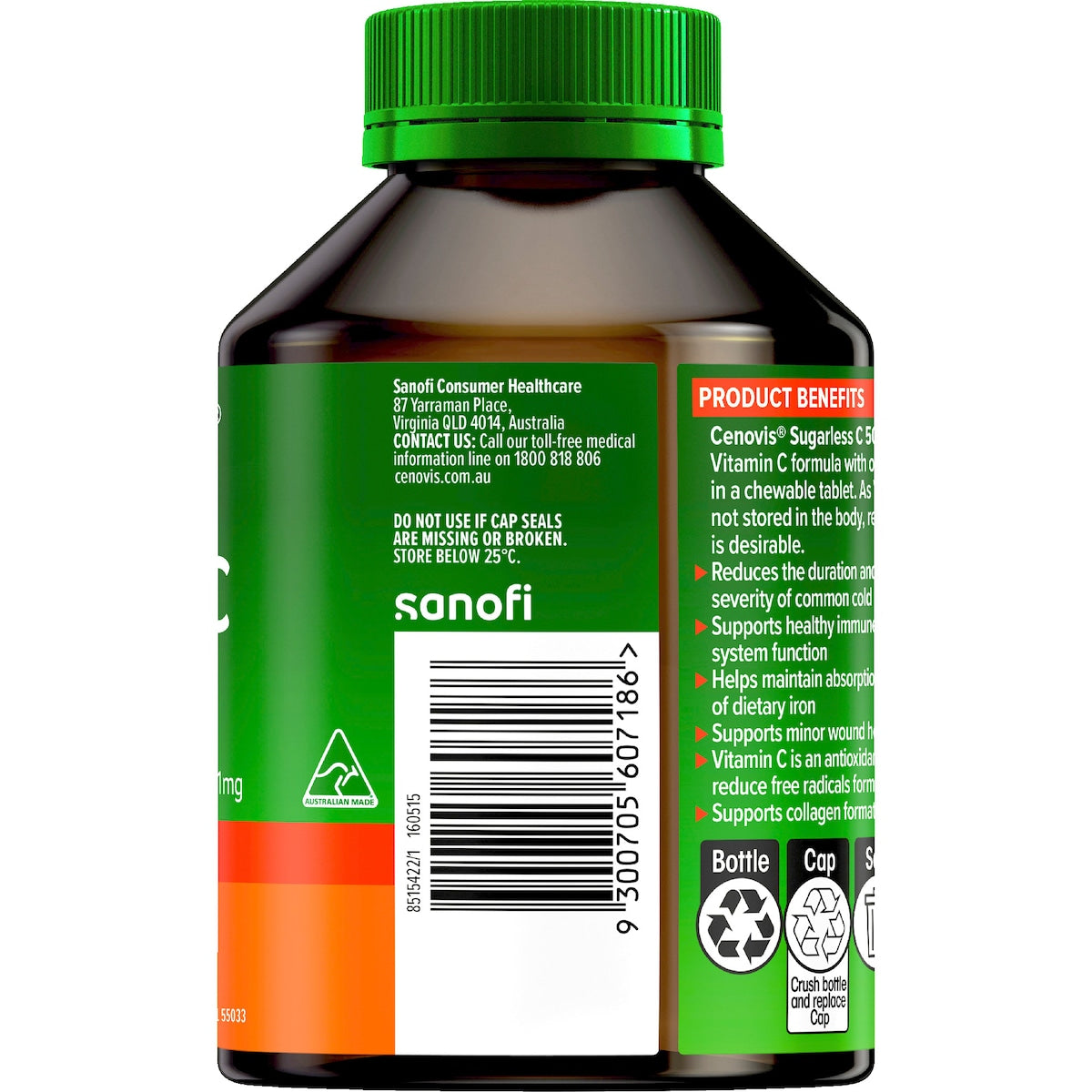 Cenovis Sugarless Vitamin C Chewable Tablets For Immune Support 320 Pack