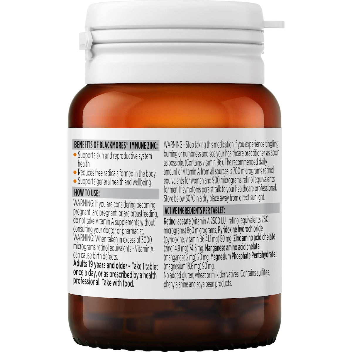 Blackmores Immune Zinc Tablets 60 Pack