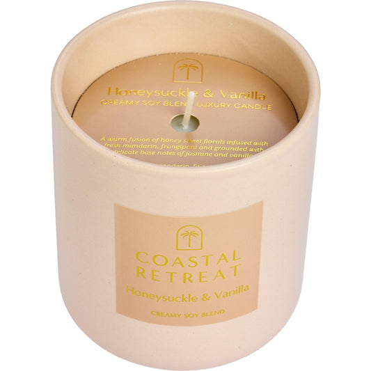 Coastal Retreat Soy Blend Luxury Candle Honeysuckle & Vanilla 250g