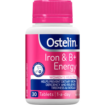 Ostelin Iron & B+ Energy Tablets For Womens Health 30 Pack
